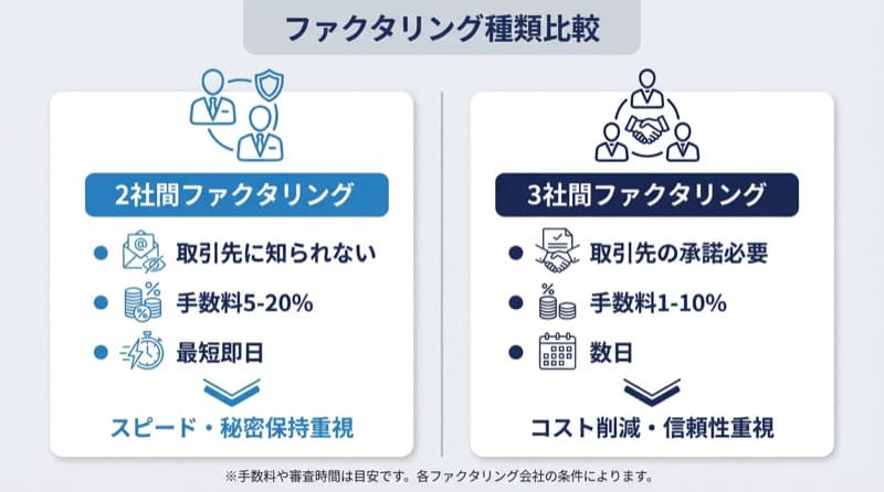 2社間ファクタリングと3社間ファクタリングの比較