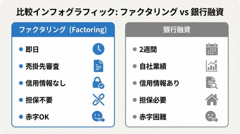 ファクタリングと銀行融資の比較
